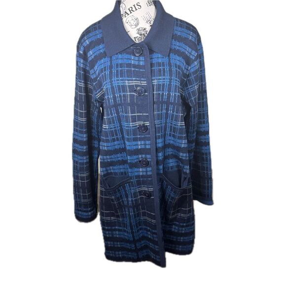 Pendleton Sketchbook Long Line Cardigan 100% Merino Wool Plaid Sweater Sz L - Picture 1 of 9